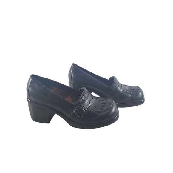 VTG Skechers sz 9 Something Else Chunky Heel Loafers Y2K 90s Black - Picture 1 of 14